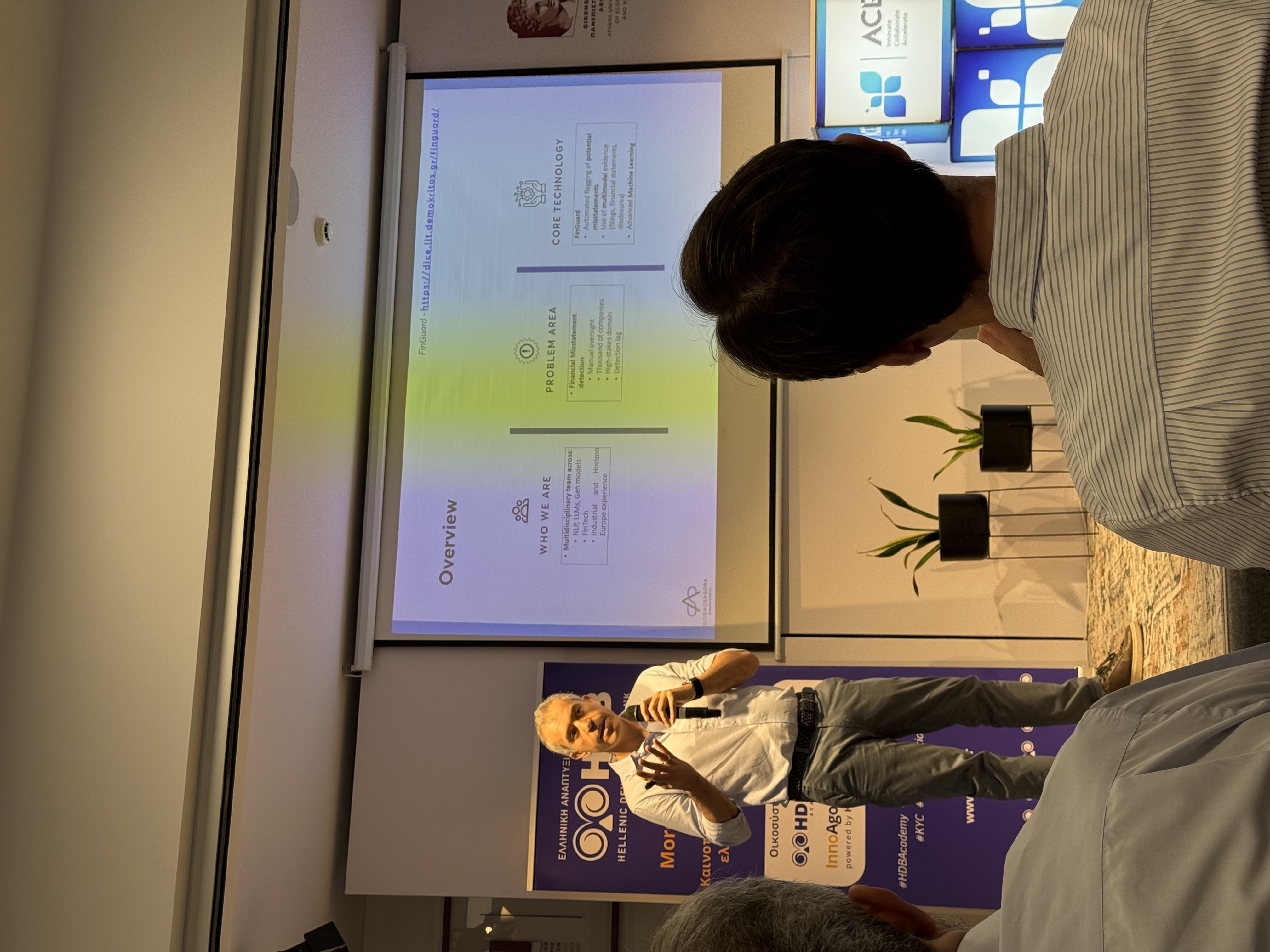Ilias Zavitsanos presenting FinGuard at Science Agora